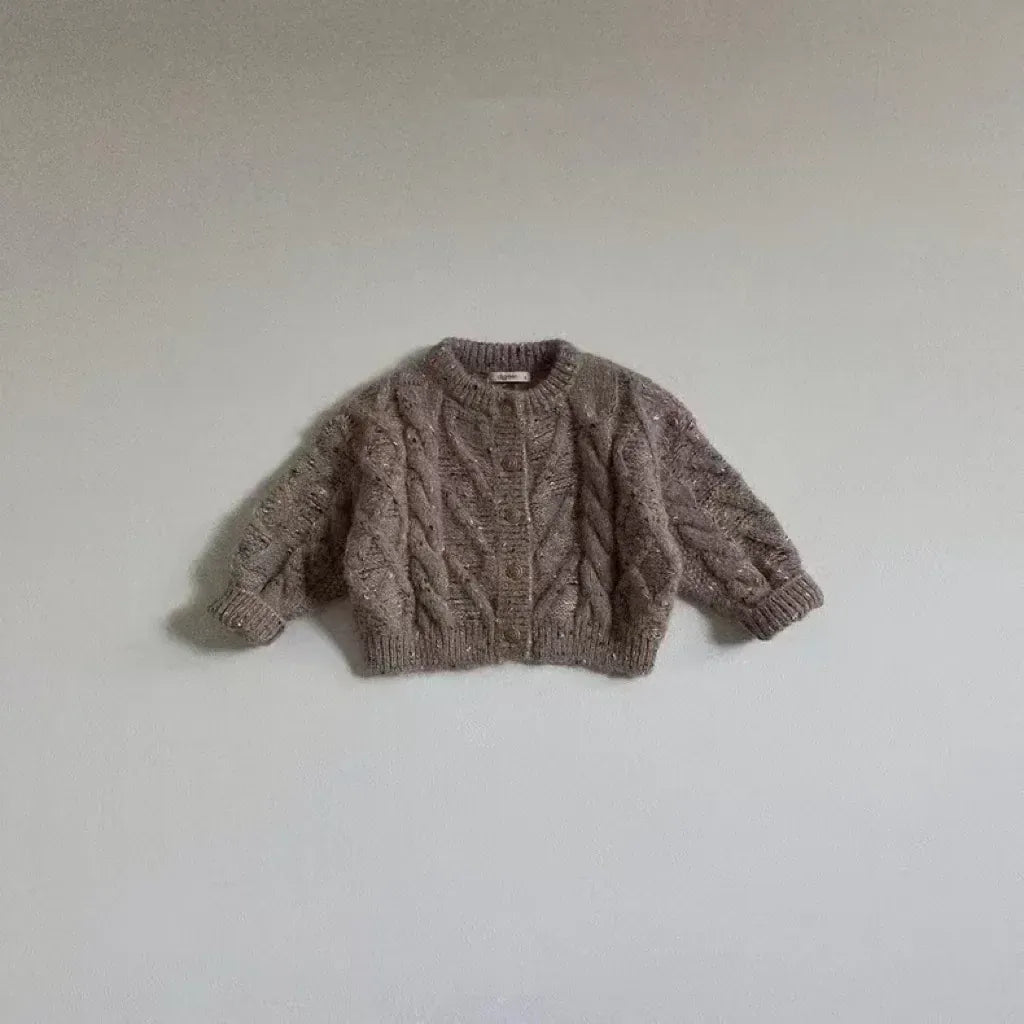 カーディガン・パーカー ベビーカーディガン アランニットケーブル編みカラフルネップニットジャケット【mh0008733】