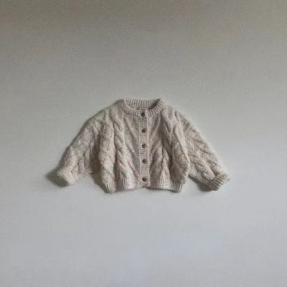 カーディガン・パーカー ベビーカーディガン アランニットケーブル編みカラフルネップニットジャケット【mh0008733】