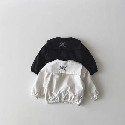 ショートコート・ジャケット・ジャンパー ベビーアウター リボン刺繍セーラーカラージップアップブルゾンジャケット【mh0009159】