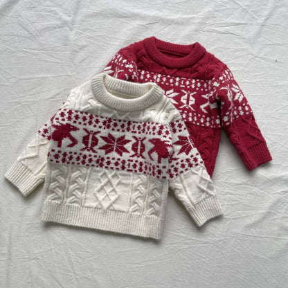 ニット・セーター 長袖ニット | ノルディック柄ケーブル編み | クルーネックセーター【mh0011475】