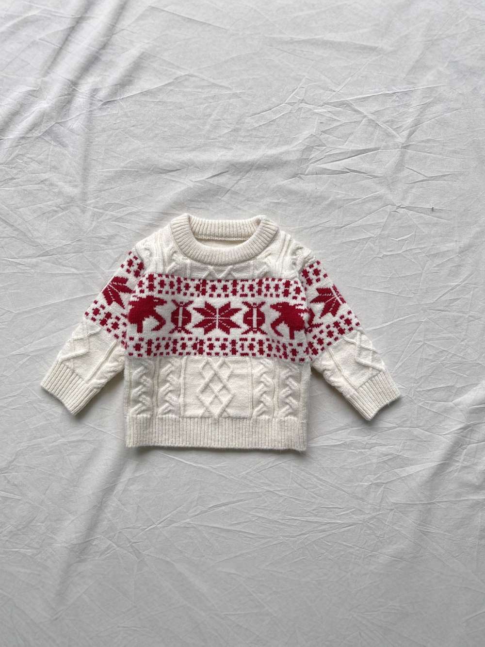 ニット・セーター 長袖ニット | ノルディック柄ケーブル編み | クルーネックセーター【mh0011475】