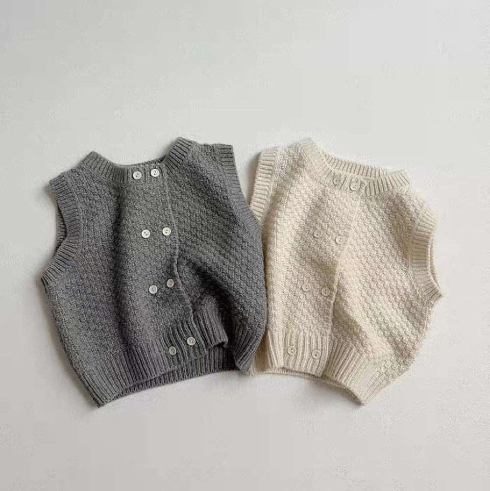 ベスト ニットベスト | ポコポコ編みダブルボタン | 春秋レイヤードトップス【mh0011476】