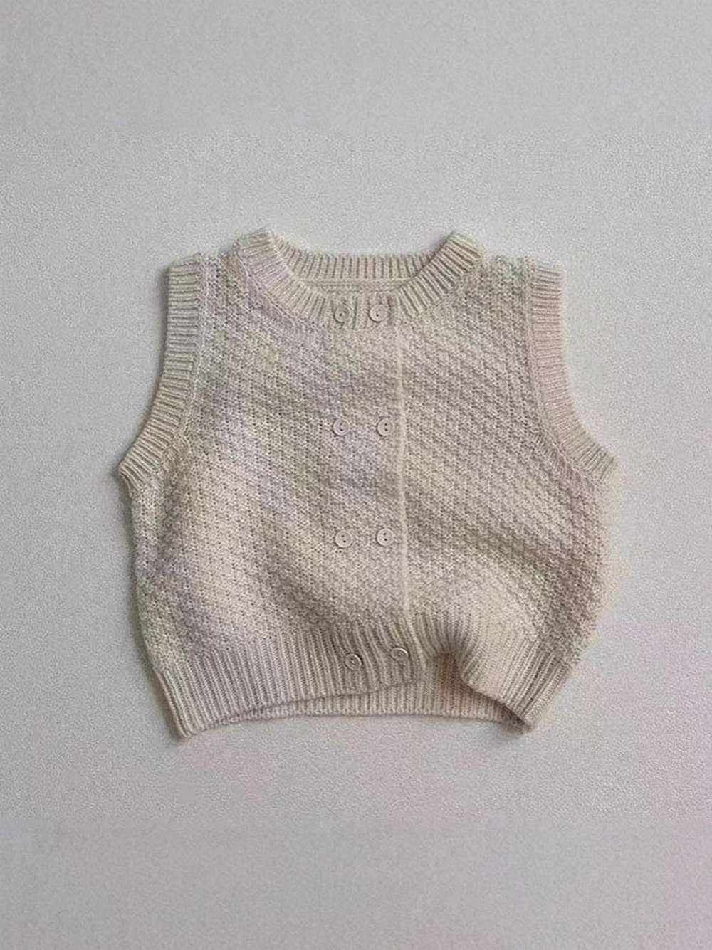 ベスト ニットベスト | ポコポコ編みダブルボタン | 春秋レイヤードトップス【mh0011476】