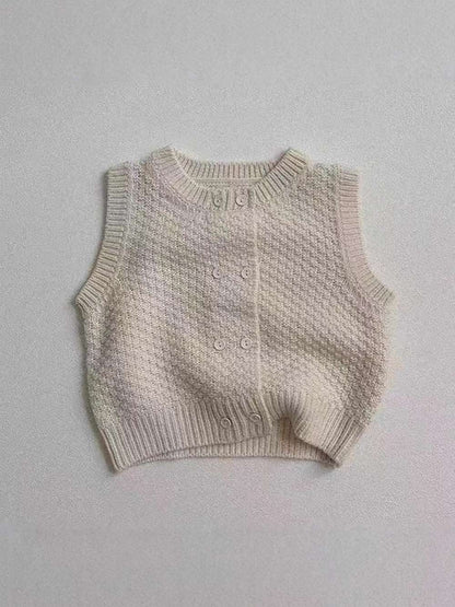 ベスト ニットベスト | ポコポコ編みダブルボタン | 春秋レイヤードトップス【mh0011476】