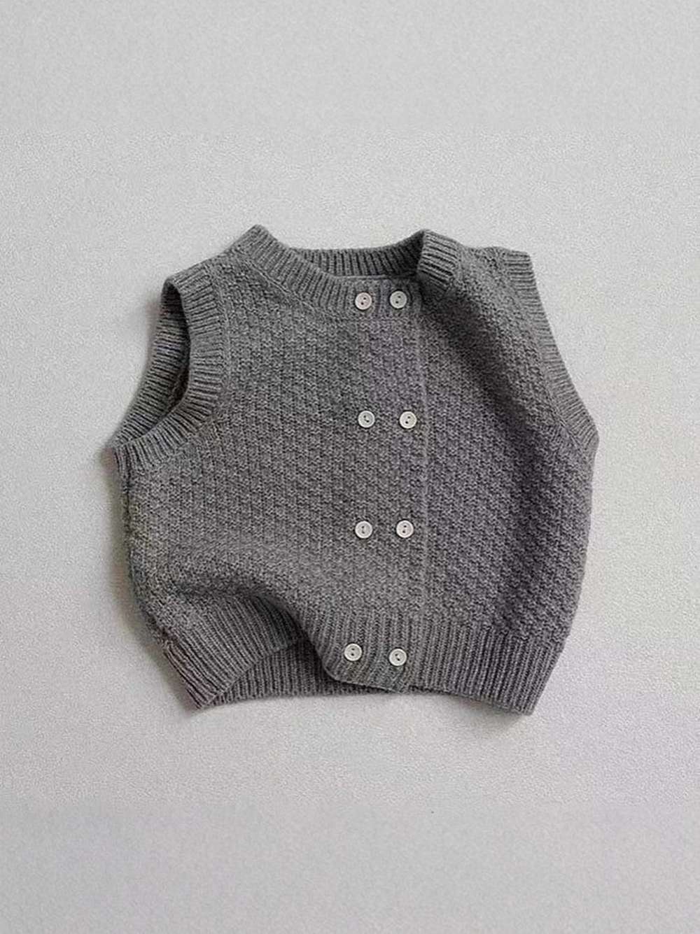 ベスト ニットベスト | ポコポコ編みダブルボタン | 春秋レイヤードトップス【mh0011476】