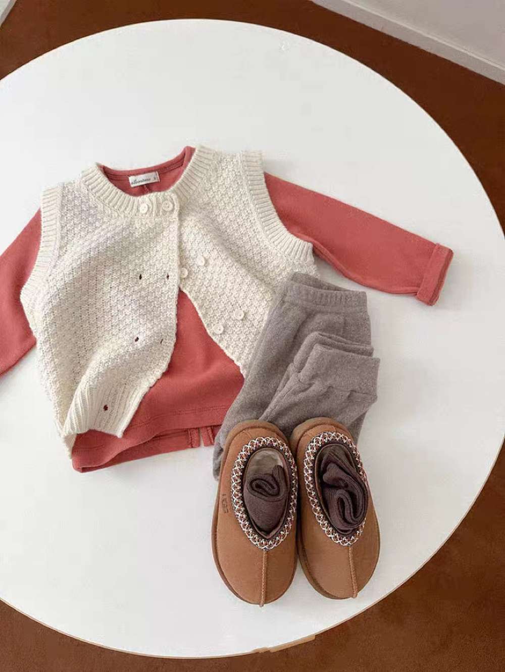 ベスト ニットベスト | ポコポコ編みダブルボタン | 春秋レイヤードトップス【mh0011476】