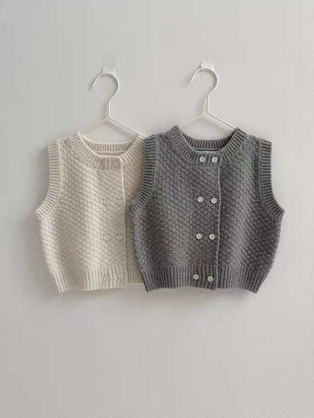 ベスト ニットベスト | ポコポコ編みダブルボタン | 春秋レイヤードトップス【mh0011476】