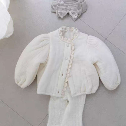 ショートコート・ジャケット・ジャンパー 長袖ブルゾン | メロウフリル | パフ袖中綿アウター | フェミニン【mh0011477】