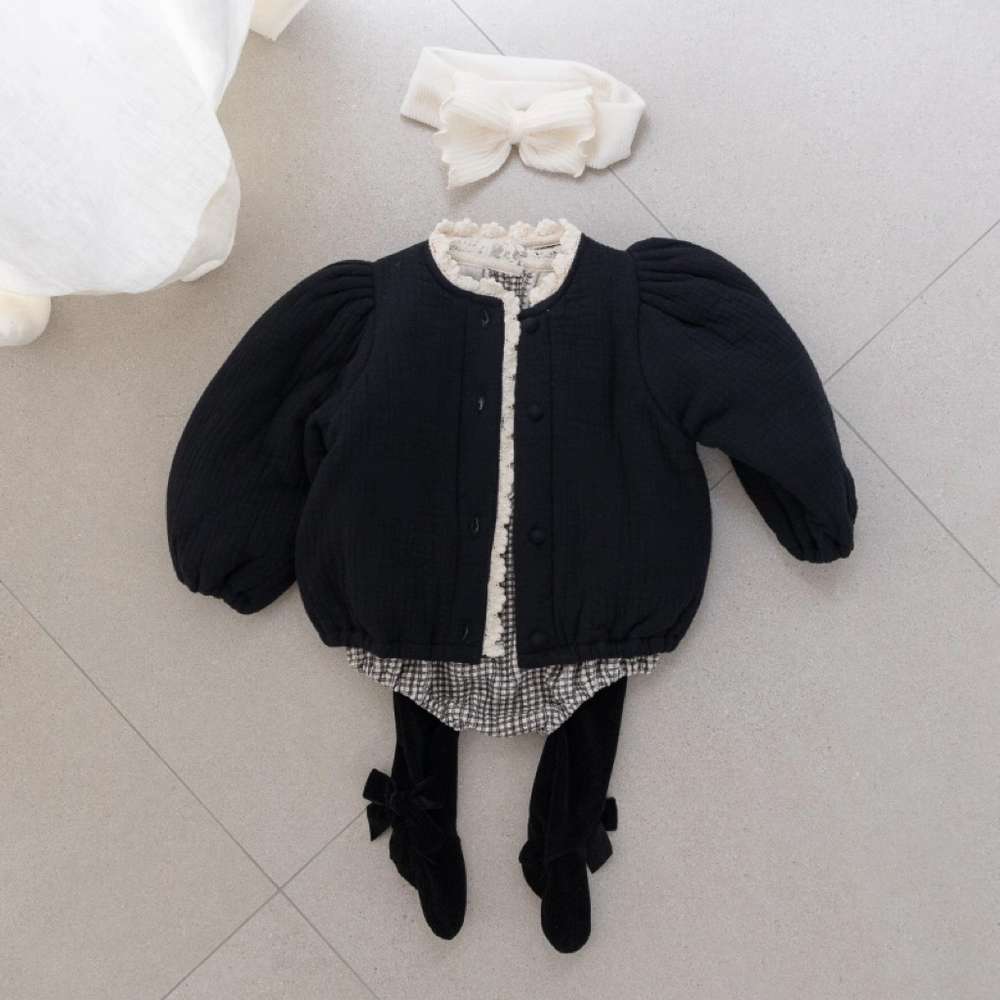 ショートコート・ジャケット・ジャンパー 長袖ブルゾン | メロウフリル | パフ袖中綿アウター | フェミニン【mh0011477】