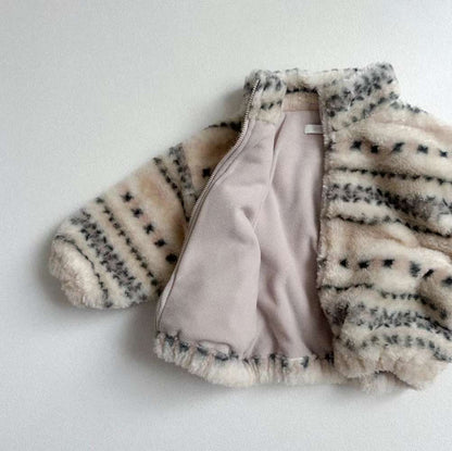 トレーナー・フーディ ボアブルゾン | ノルディック柄ジップアップ | 裏地付きスタンドカラー【mh0011481】