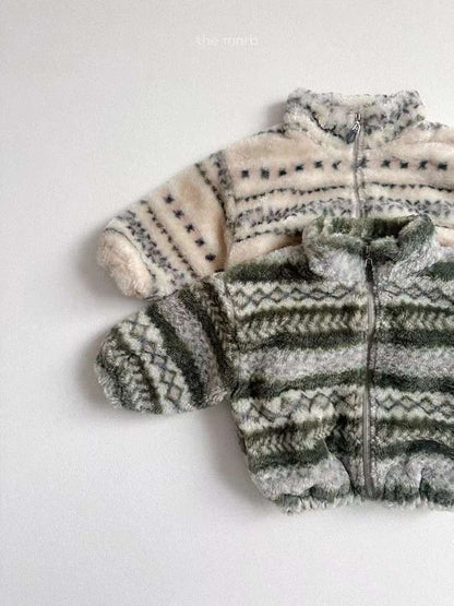 トレーナー・フーディ ボアブルゾン | ノルディック柄ジップアップ | 裏地付きスタンドカラー【mh0011481】