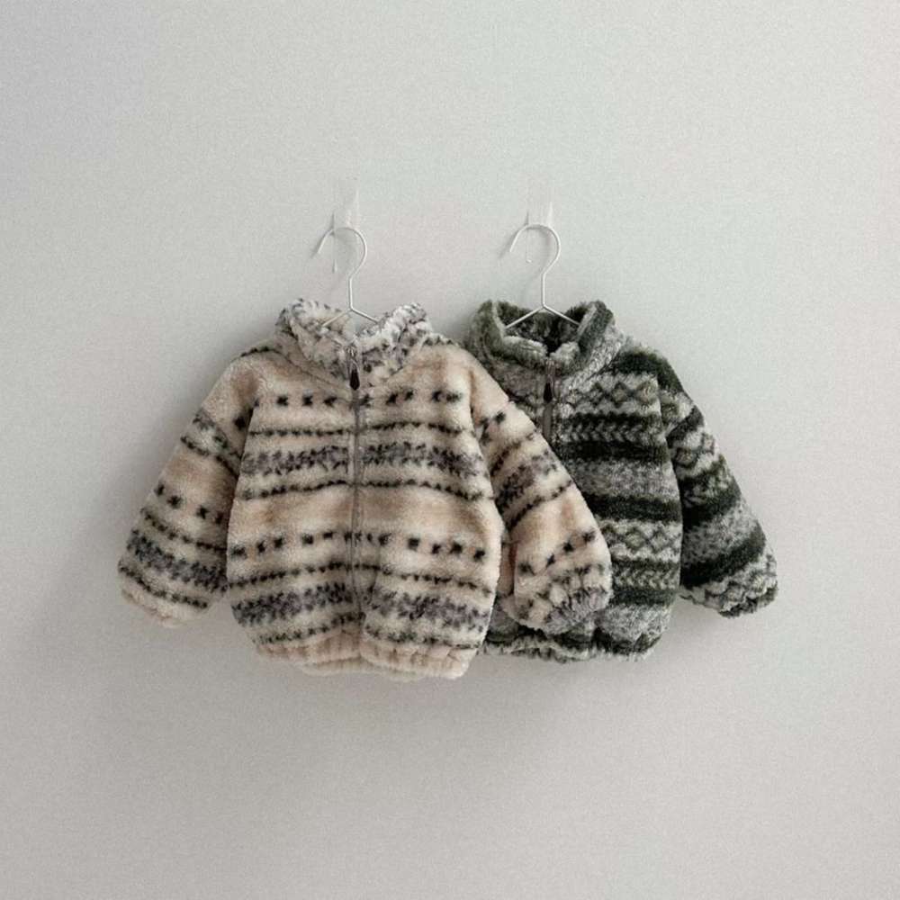 トレーナー・フーディ ボアブルゾン | ノルディック柄ジップアップ | 裏地付きスタンドカラー【mh0011481】