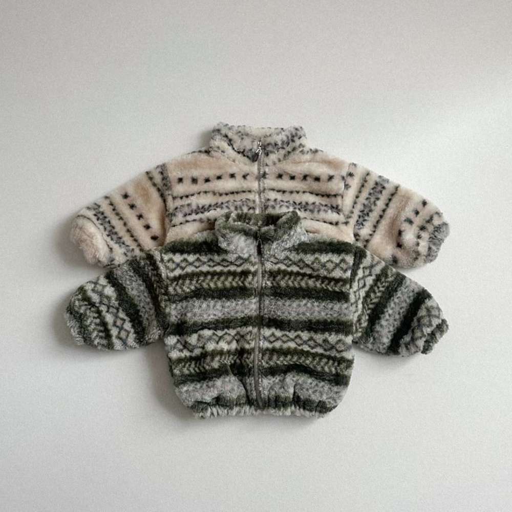 トレーナー・フーディ ボアブルゾン | ノルディック柄ジップアップ | 裏地付きスタンドカラー【mh0011481】