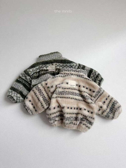 トレーナー・フーディ ボアブルゾン | ノルディック柄ジップアップ | 裏地付きスタンドカラー【mh0011481】