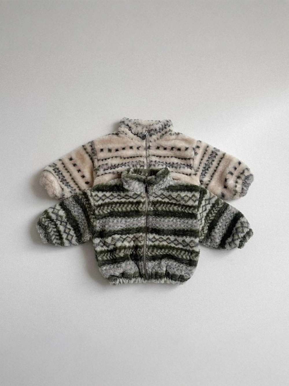 トレーナー・フーディ ボアブルゾン | ノルディック柄ジップアップ | 裏地付きスタンドカラー【mh0011481】