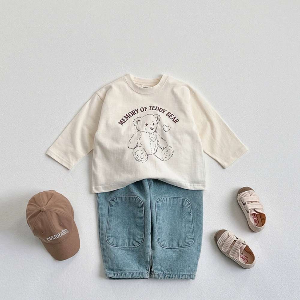 デニムパンツ ワイドデニムパンツ | 膝パッチポケット | イージーウエストロングパンツ【mh0011483】