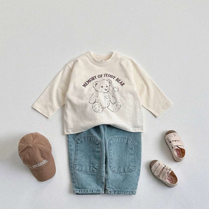 デニムパンツ ワイドデニムパンツ | 膝パッチポケット | イージーウエストロングパンツ【mh0011483】