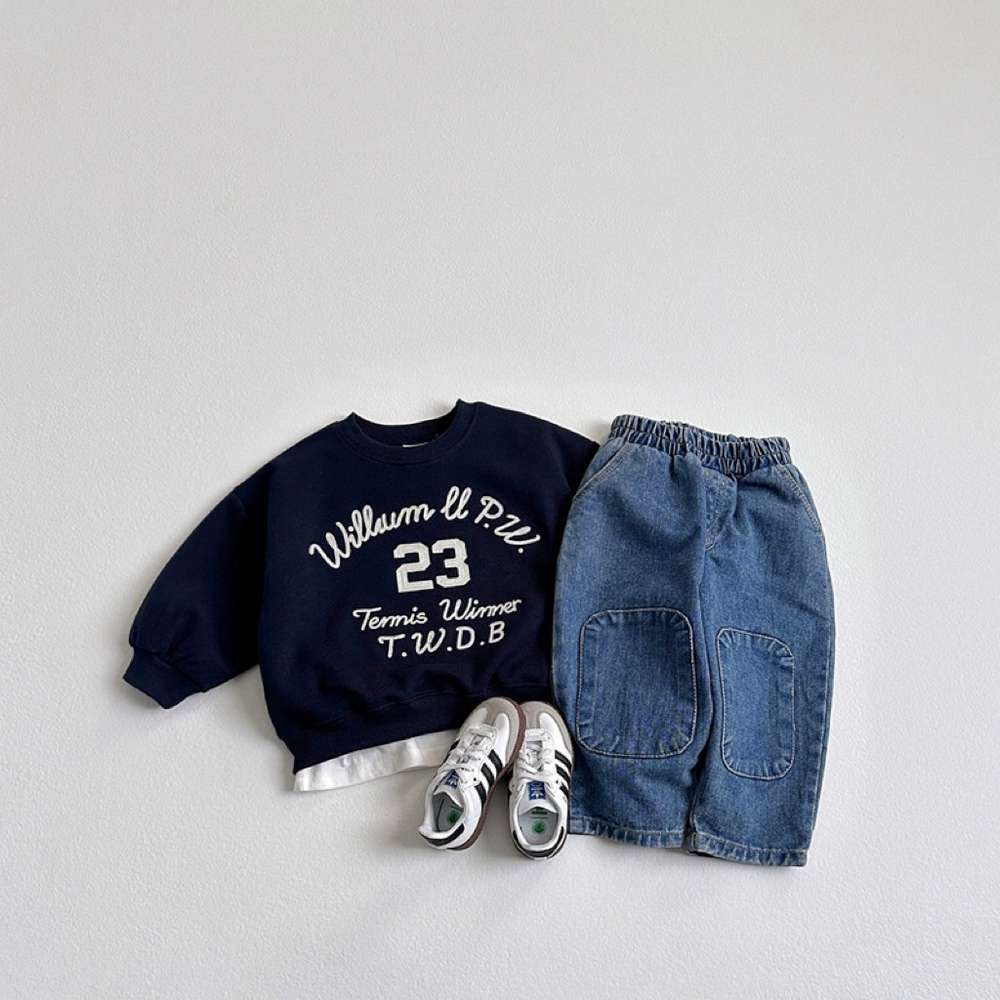 デニムパンツ ワイドデニムパンツ | 膝パッチポケット | イージーウエストロングパンツ【mh0011483】