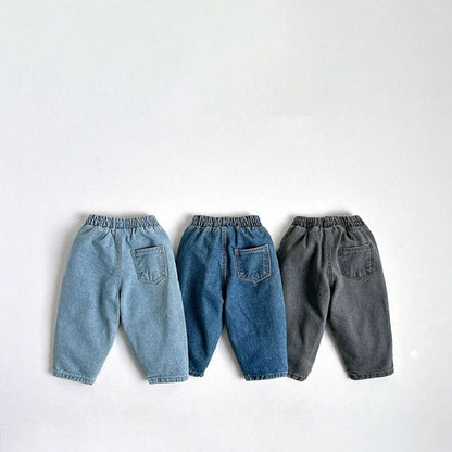 デニムパンツ ワイドデニムパンツ | 膝パッチポケット | イージーウエストロングパンツ【mh0011483】