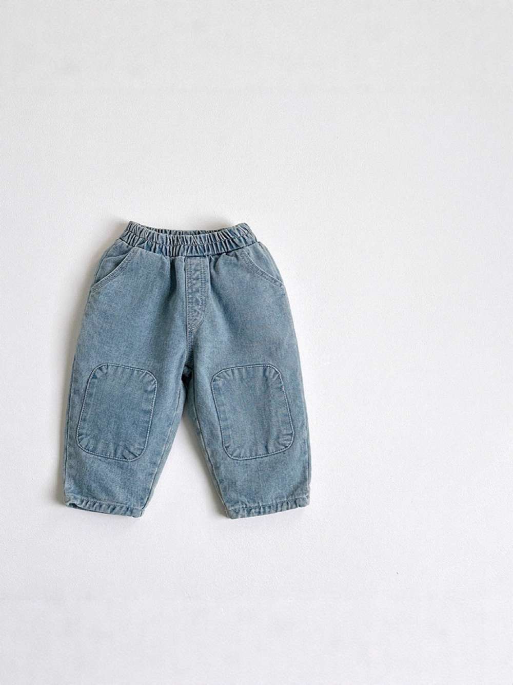 デニムパンツ ワイドデニムパンツ | 膝パッチポケット | イージーウエストロングパンツ【mh0011483】