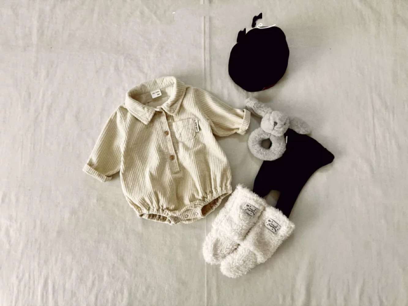 長袖ロンパース 長袖シャツロンパース | コーデュロイ襟付きカバーオール | 秋冬ボディスーツ【mh0011484】