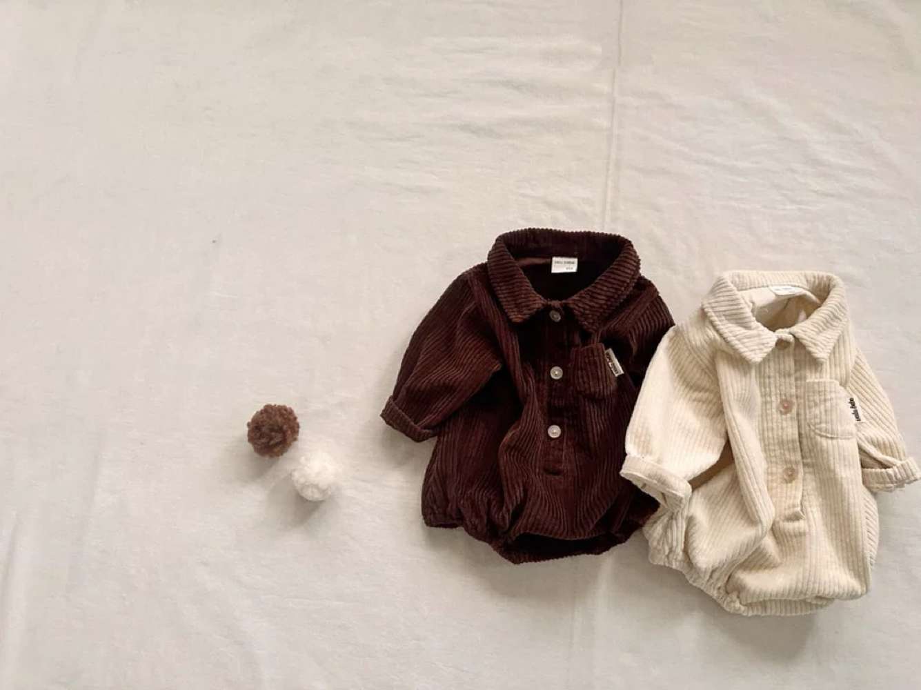 長袖ロンパース 長袖シャツロンパース | コーデュロイ襟付きカバーオール | 秋冬ボディスーツ【mh0011484】