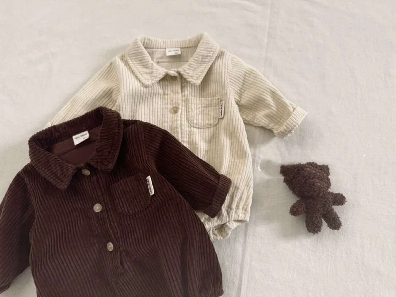 長袖ロンパース 長袖シャツロンパース | コーデュロイ襟付きカバーオール | 秋冬ボディスーツ【mh0011484】