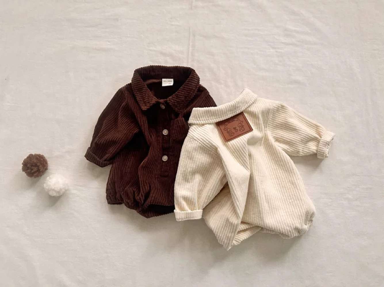 長袖ロンパース 長袖シャツロンパース | コーデュロイ襟付きカバーオール | 秋冬ボディスーツ【mh0011484】