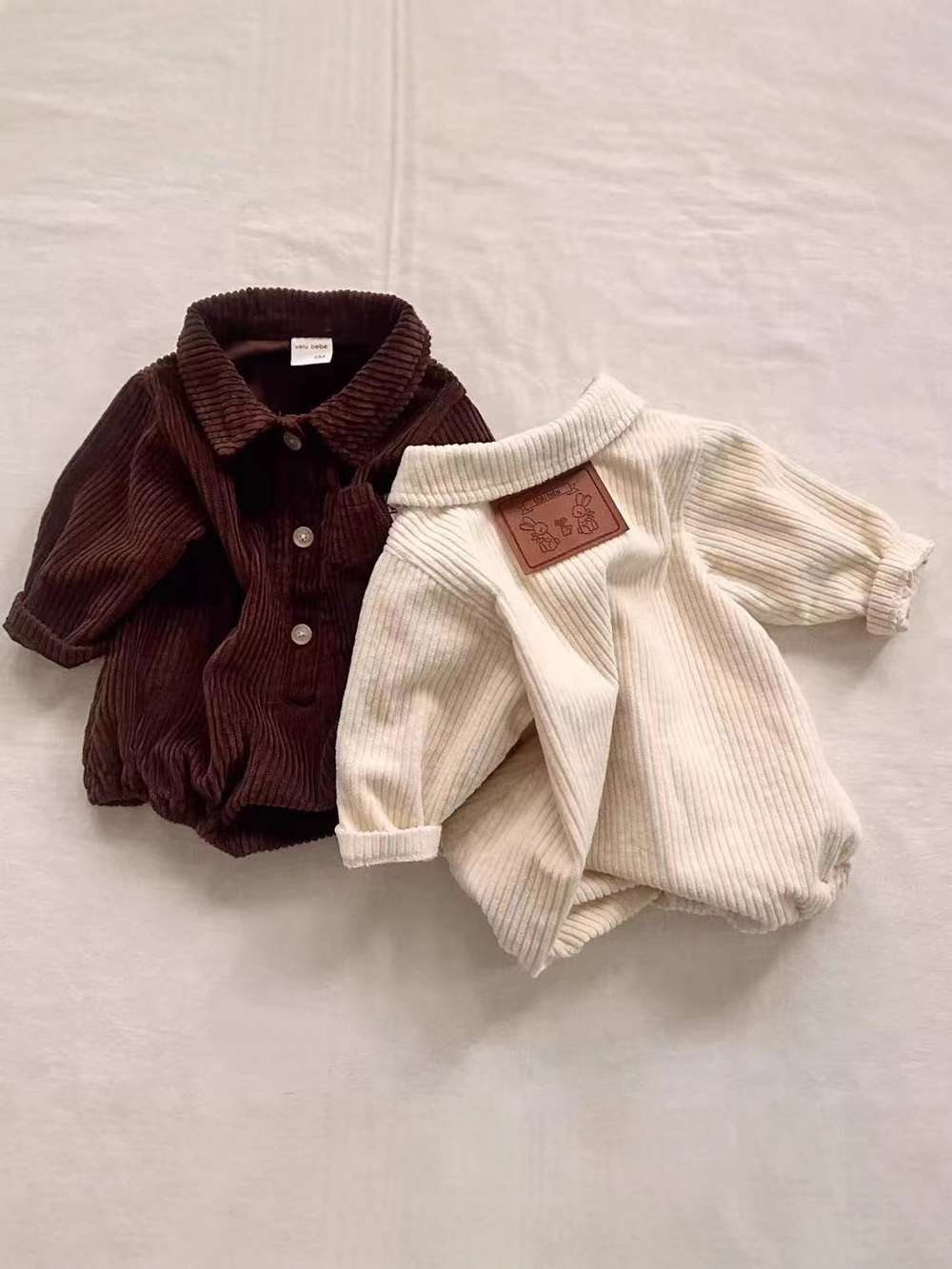 長袖ロンパース 長袖シャツロンパース | コーデュロイ襟付きカバーオール | 秋冬ボディスーツ【mh0011484】