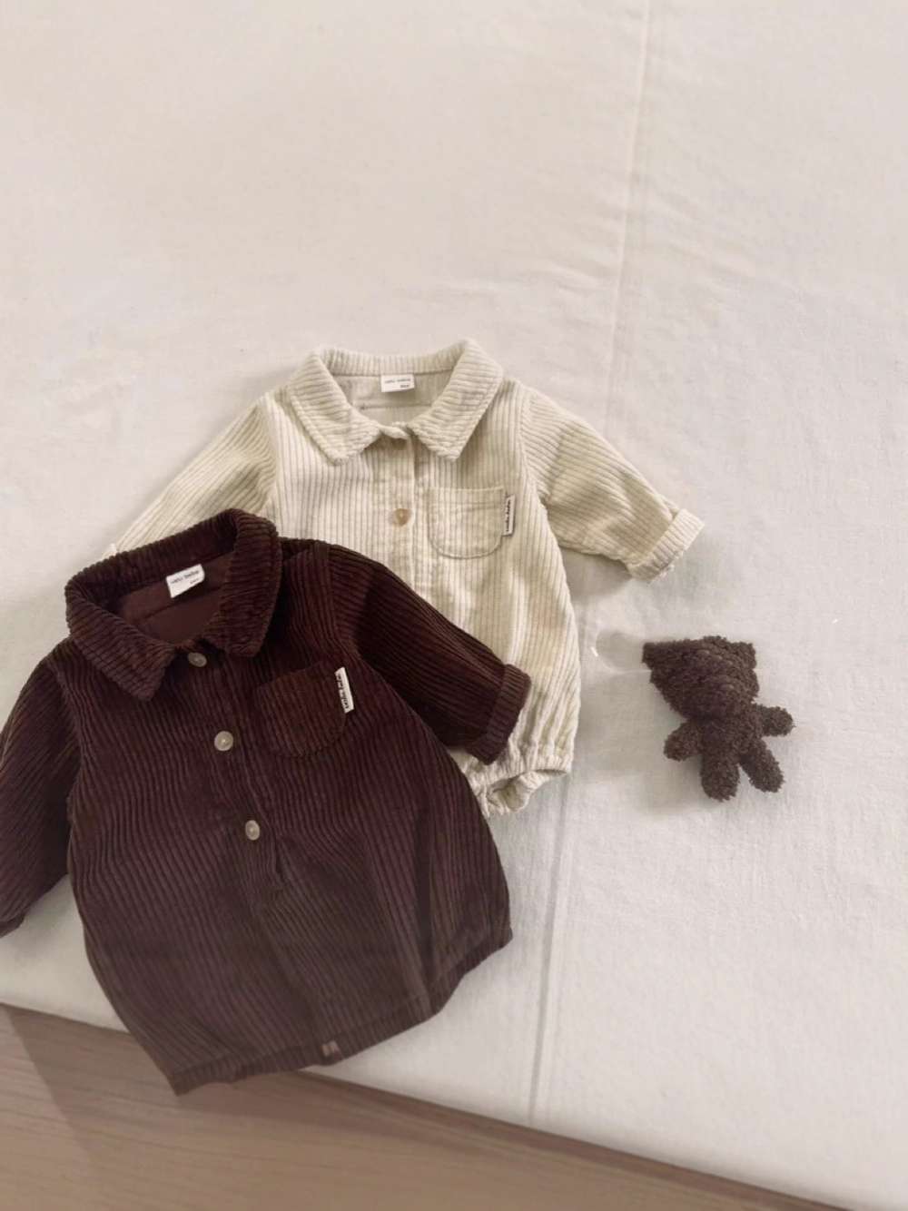 長袖ロンパース 長袖シャツロンパース | コーデュロイ襟付きカバーオール | 秋冬ボディスーツ【mh0011484】