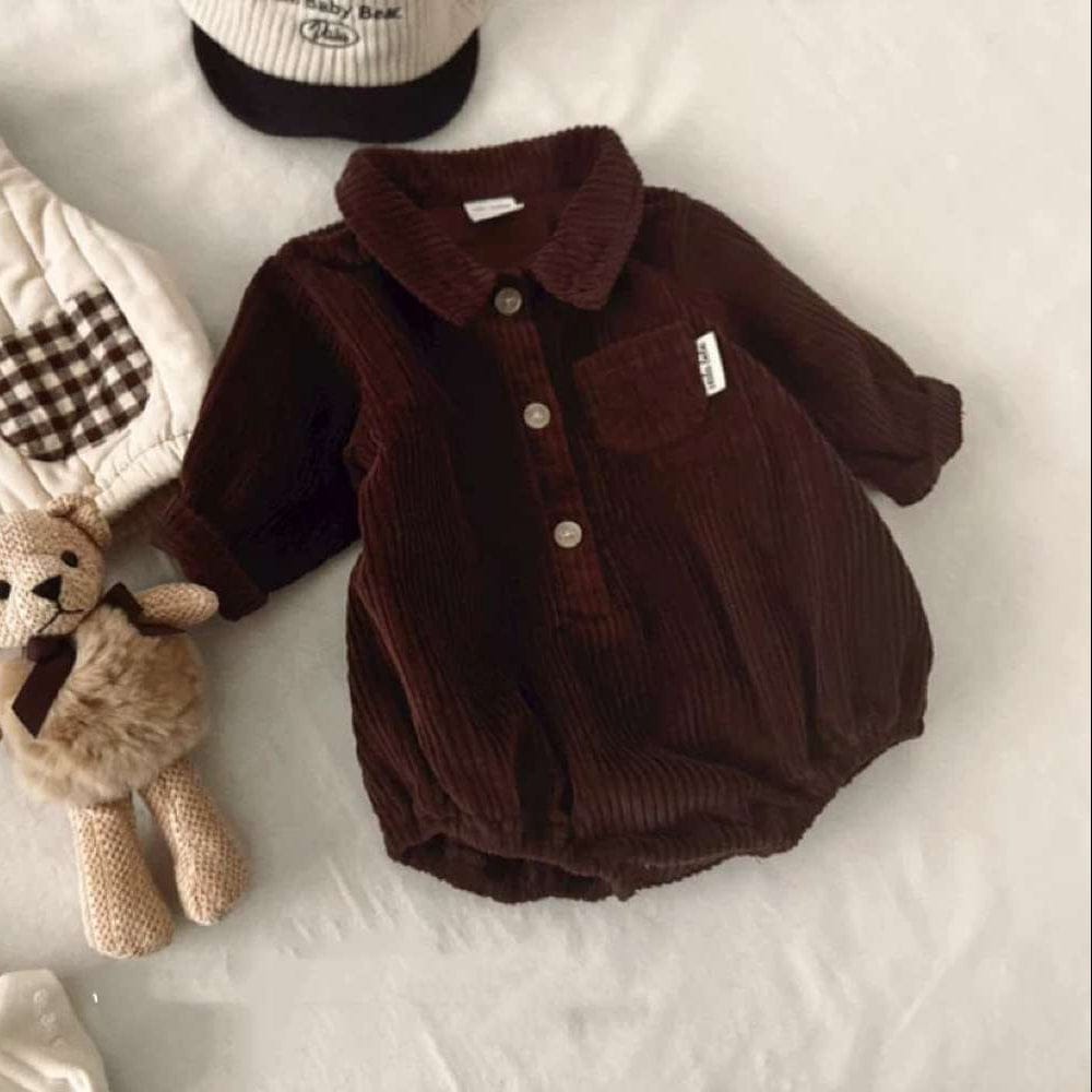 長袖ロンパース 長袖シャツロンパース | コーデュロイ襟付きカバーオール | 秋冬ボディスーツ【mh0011484】