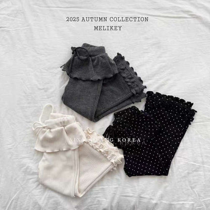 レギンスパンツ 水玉パンツ | ラッフルフレア | レイヤード風ドッキングレギンス【mh0011485】