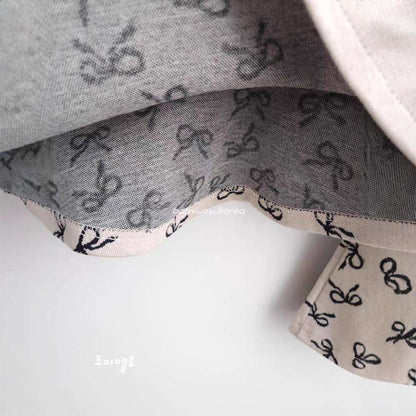 長袖セットアップ リボン柄ペプラムトップス + フレアパンツ | パフ袖セットアップ | リンクコーデ【mh0011489】