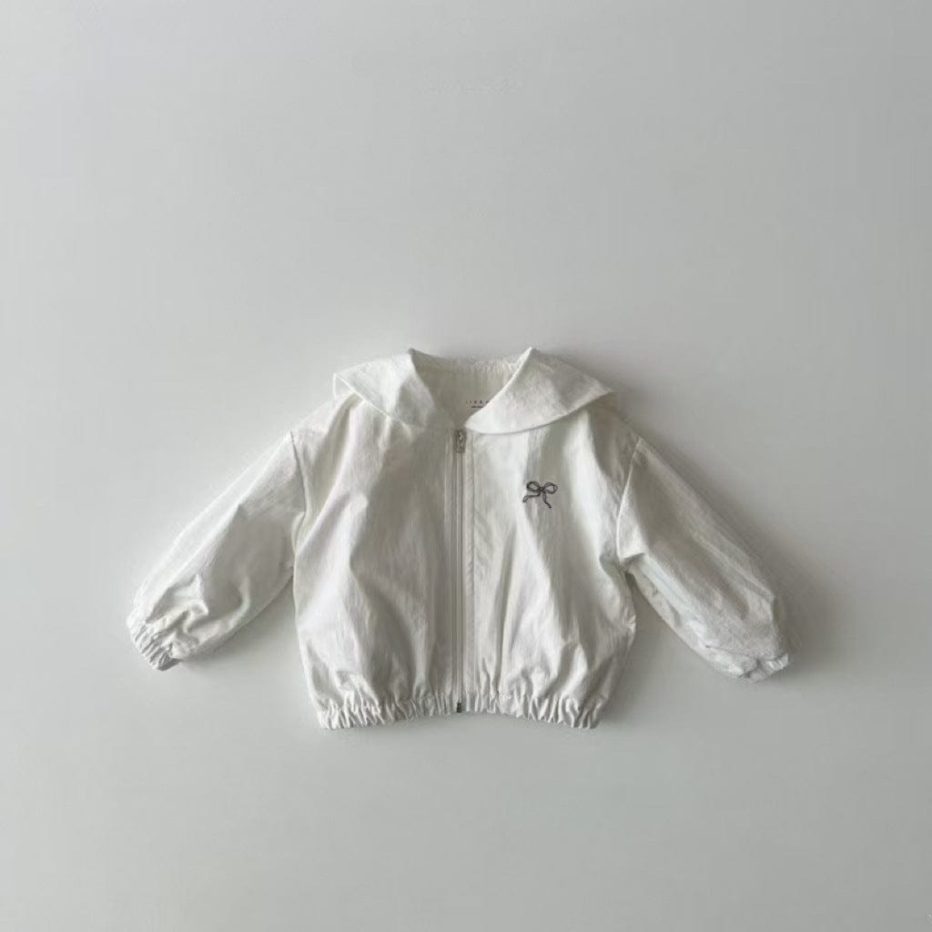 ショートコート・ジャケット・ジャンパー White / 73cm ベビーアウター リボン刺繍セーラーカラージップアップブルゾンジャケット【mh0009159】