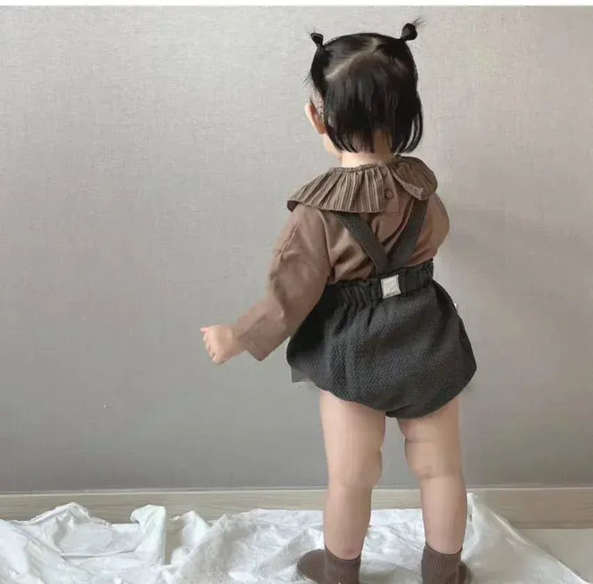 長袖Tシャツ ベビートップス フリルサークル襟長袖Tシャツ 3カラー【mh0007095】