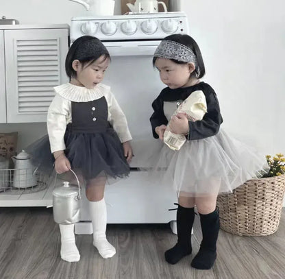 長袖Tシャツ ベビートップス フリルサークル襟長袖Tシャツ 3カラー【mh0007095】