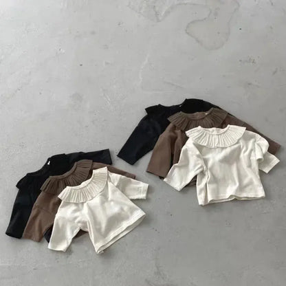 長袖Tシャツ ベビートップス フリルサークル襟長袖Tシャツ 3カラー【mh0007095】