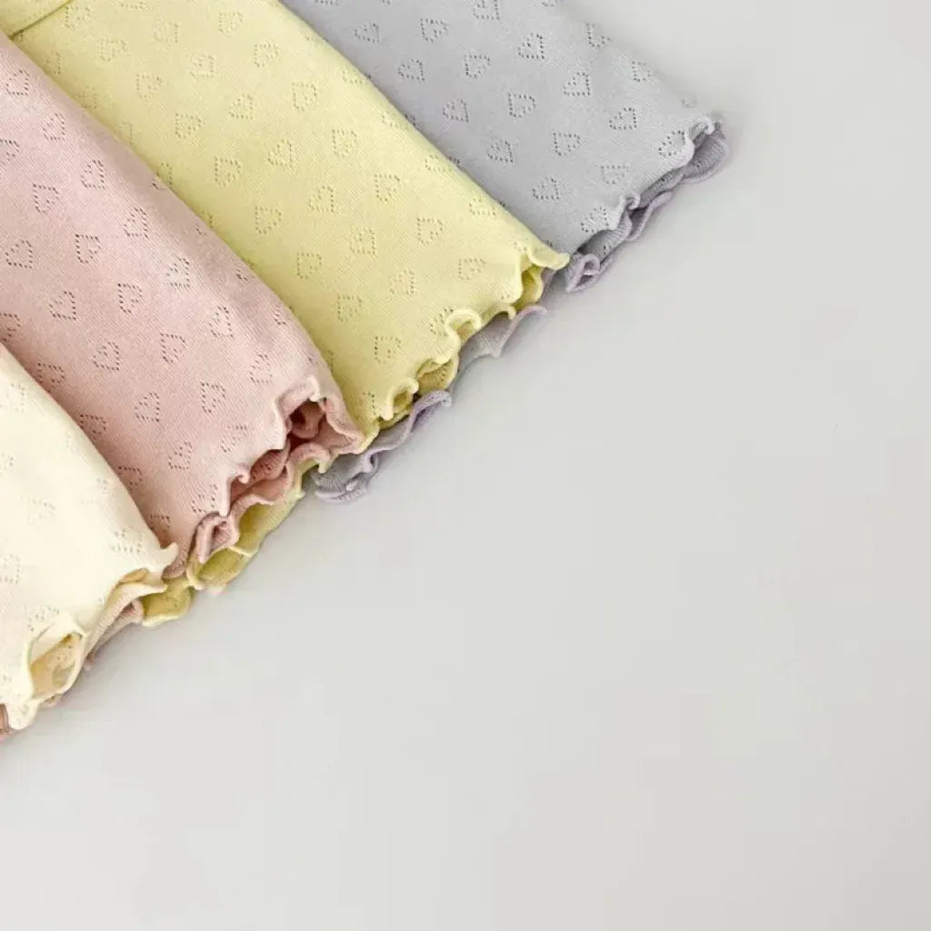 半袖Tシャツ ベビートップス ハートレースニット 半袖Tシャツ パステル 4カラー【mh0005475】