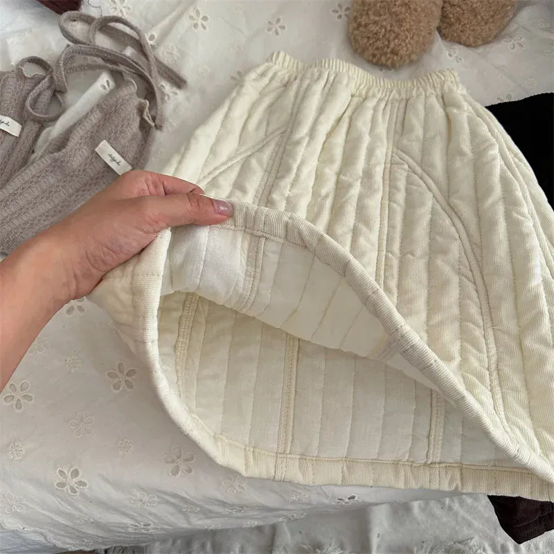 スカート キッズスカート キルティングシンプル防寒ロングスカート