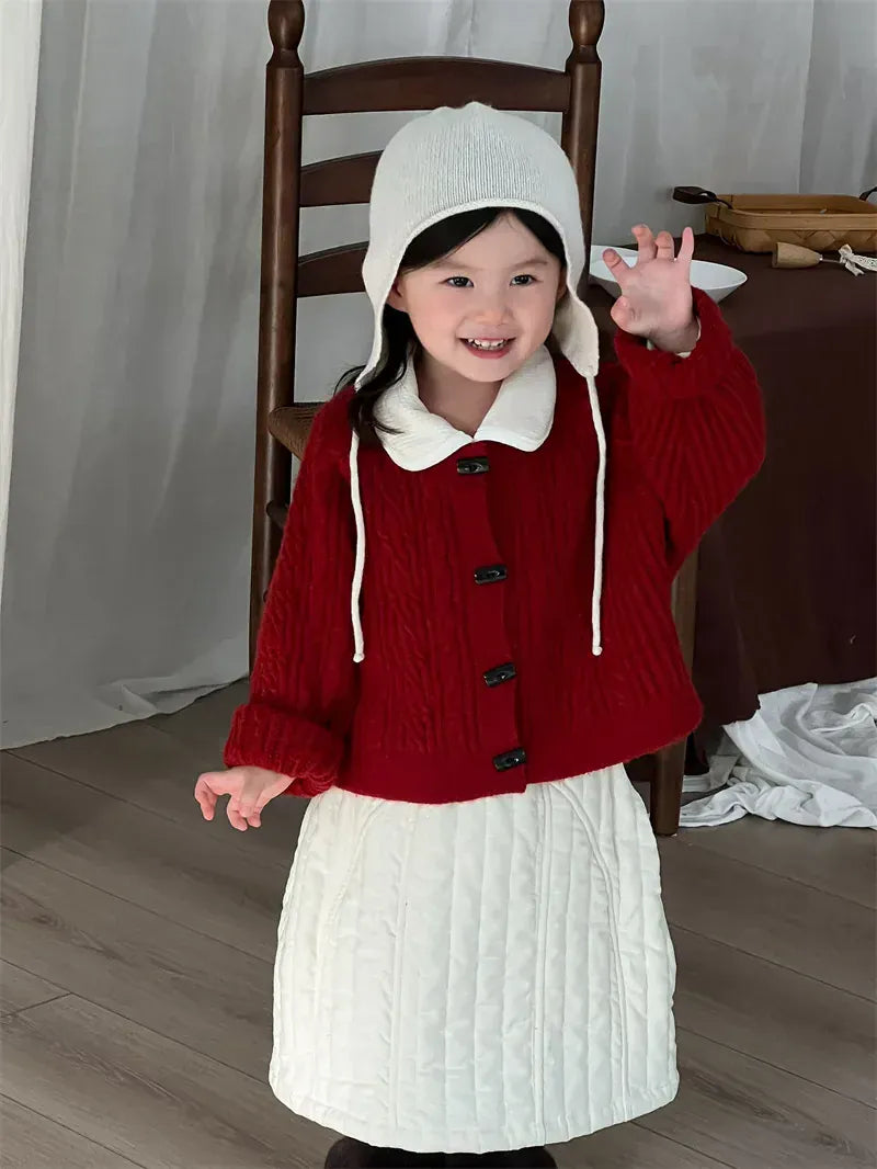 スカート キッズスカート キルティングシンプル防寒ロングスカート