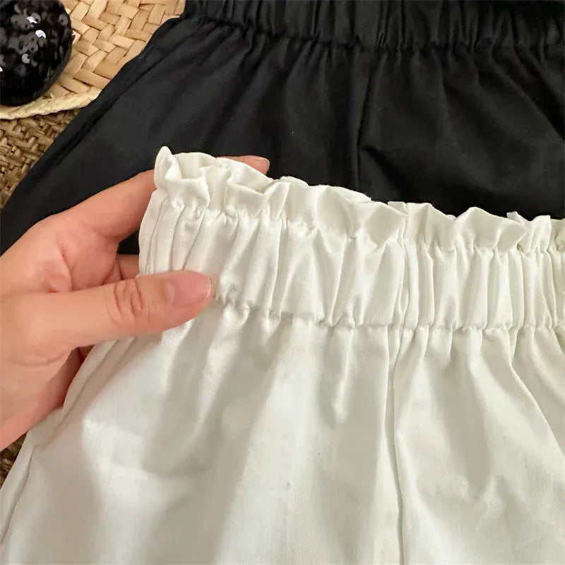 ハーフパンツ・ショートパンツ キッズパンツ ハイウエスト ショートパンツ 2カラー【mh0005304】