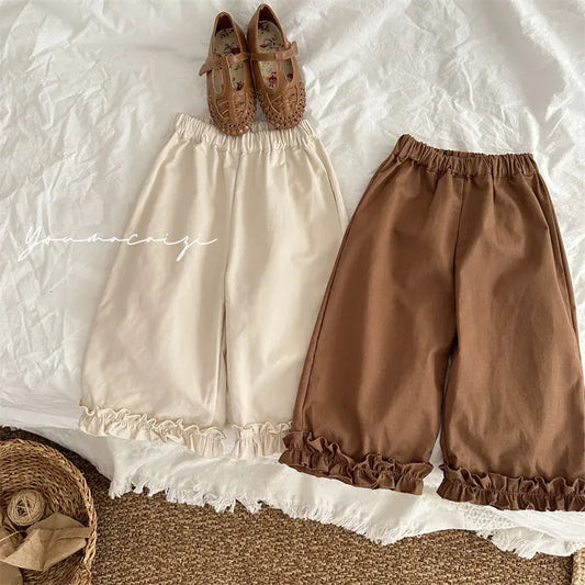 ロングパンツ・スウェットパンツ キッズパンツ 裾フリルワイドルーズパンツ 2カラー【mh0007331】