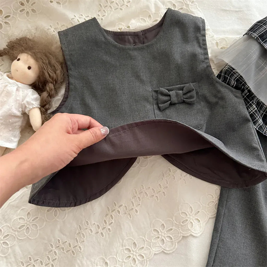 ノースリーブセットアップ リボンポケットベスト+ワイドパンツセットアップ 2点セット【mh0011269】