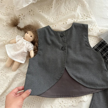 ノースリーブセットアップ リボンポケットベスト+ワイドパンツセットアップ 2点セット【mh0011269】