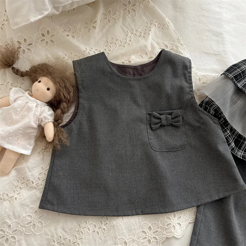 ノースリーブセットアップ リボンポケットベスト+ワイドパンツセットアップ 2点セット【mh0011269】