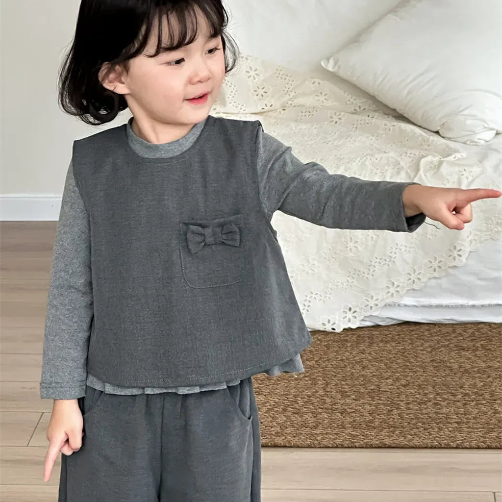 ノースリーブセットアップ リボンポケットベスト+ワイドパンツセットアップ 2点セット【mh0011269】