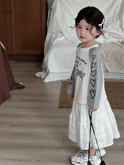 スカート キッズスカート フラワー刺繍ミモレ丈Aラインスカート【mh0008912】