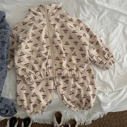 長袖セットアップ Apricot / 18M (80) キッズセットアップ 2点セット ジップアップスタンドカラースウェットジャケット+ロングスウェットパンツ 2カラー【mh0006731】