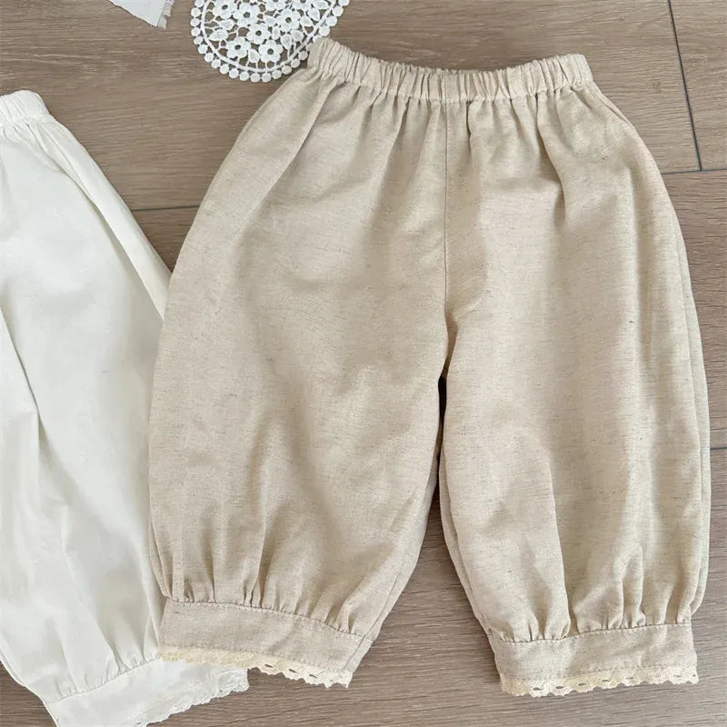 ロングパンツ・スウェットパンツ Apricot / 18M  (80cm) キッズパンツ クロップドパンツ レース 2カラー【mh0005310】