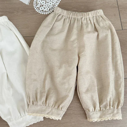 ロングパンツ・スウェットパンツ Apricot / 18M  (80cm) キッズパンツ クロップドパンツ レース 2カラー【mh0005310】